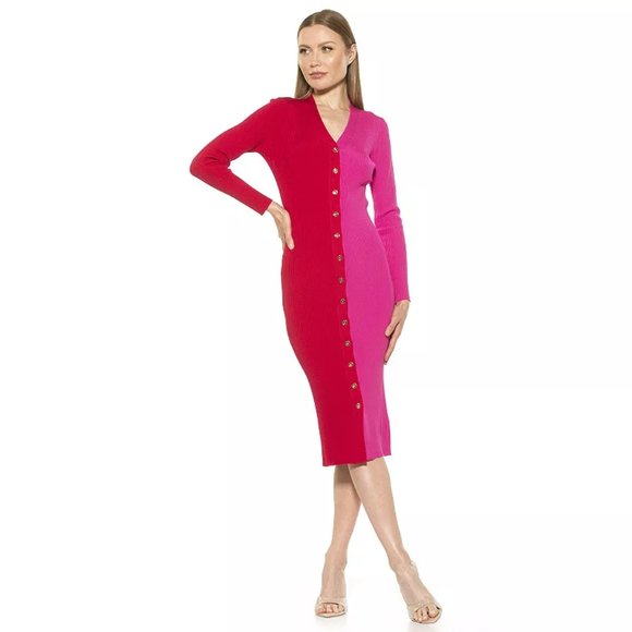 Alexia Admor Dresses & Skirts - Gorgeous Red Pink Color Block Dress Size Small